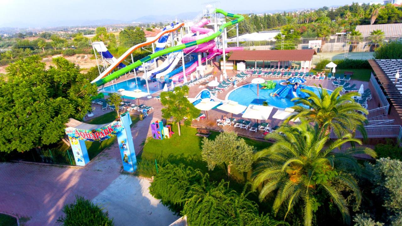 an aerial view of a water park with a roller coaster at Club Nena - All Inclusive in Kizilagac