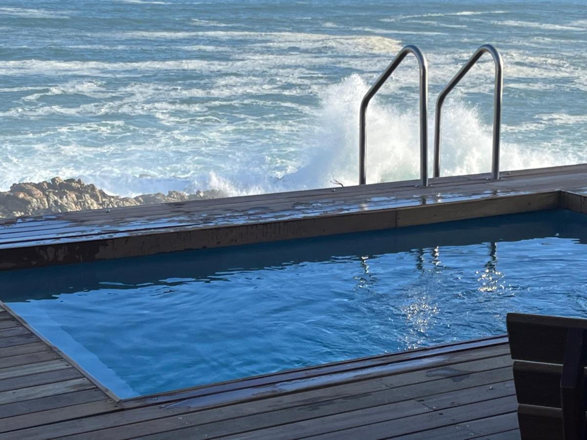 Heated swimming pool: OnTheRocksBB Solar Powered Guesthouse and Ocean Lodge