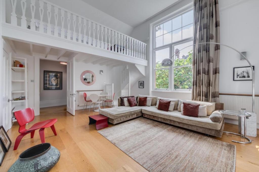 Primrose Hill House, Double-Height Living Room, Bedroom with King Bed, Mezzanine Super-King