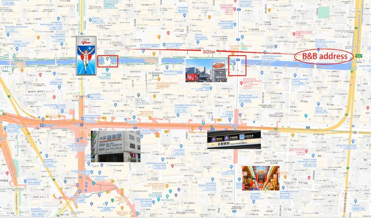 402 Dotonbori River5 min walk to Dotonbori Kuromon Market Shinsaibashi, Namba business district washing machine on balcony 1F free dryer microwave - 4