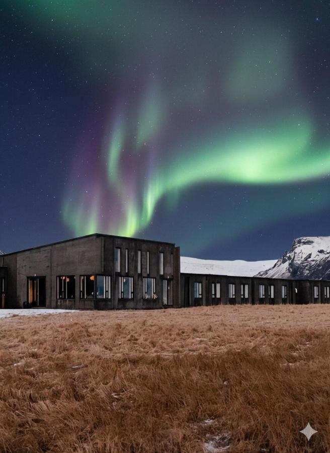 Umi Hotel exterior with Eyjafjallajökull