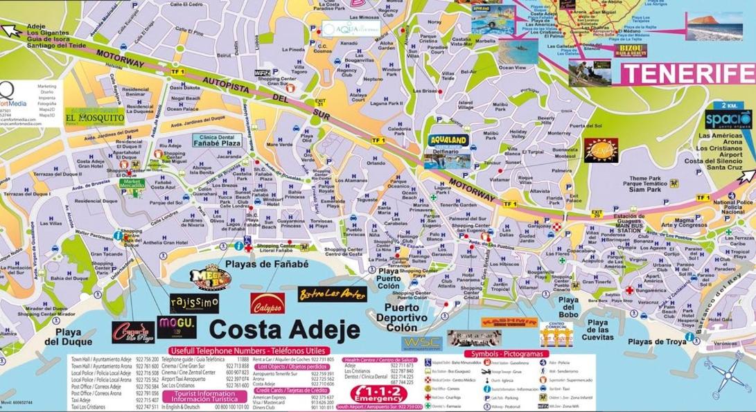 Map Of Costa Adeje Showing All Hotels Mare Verde - Joy, Adeje – Updated 2022 Prices