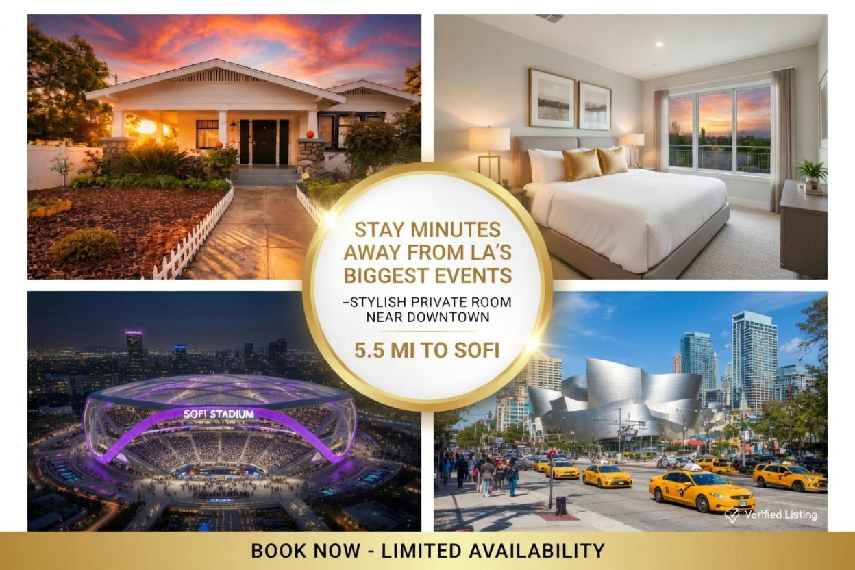 World Cup 2026 Spacious Rooms Near Downtown LA, USC, SoFi and BMO Stadiums