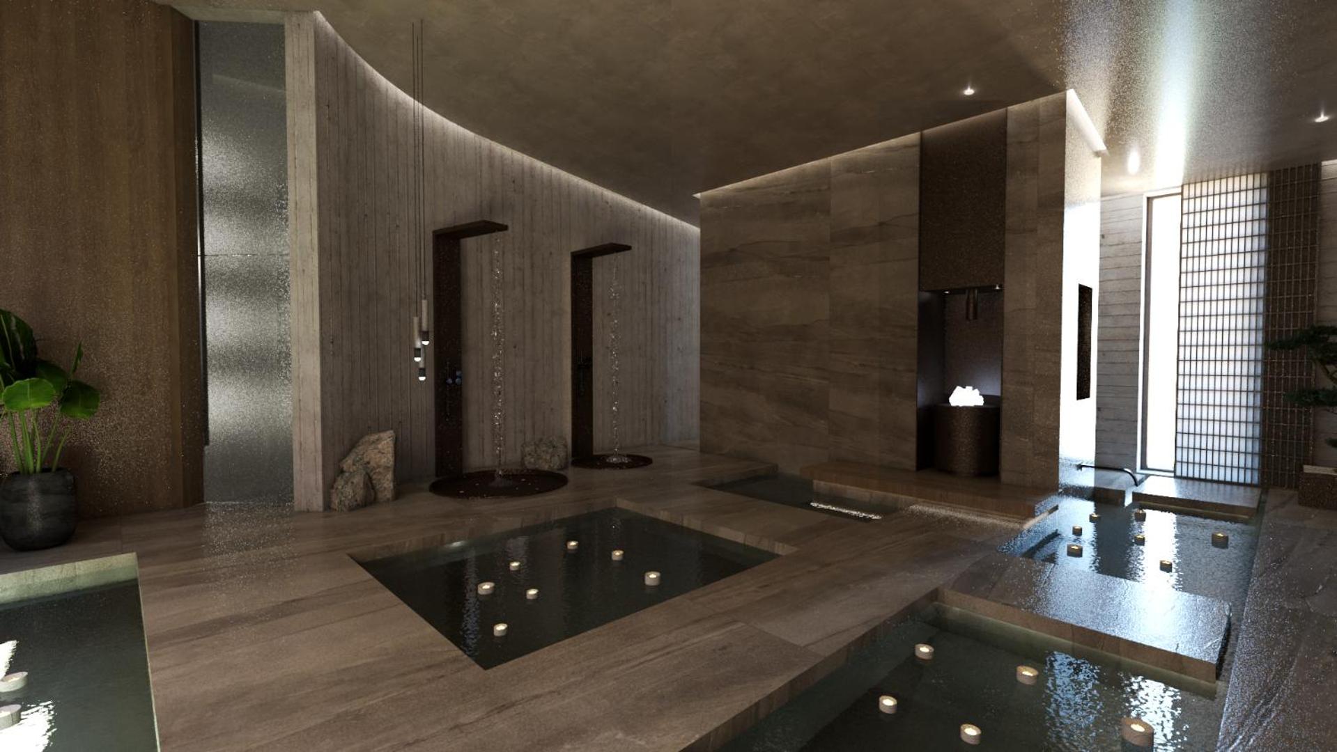 Elios Hill greznais spa centrs ar iekštelpu baseiniem un sveču apgaismojumu.