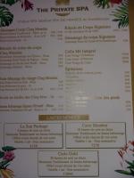 a picture of the private spa menu at Appartement à la Résidence LA PLANTATION RESORT and SPA in Saint-François