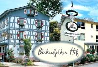 a blue and white building with a sign in front of it at Hotel Landgasthof Birkenfelder Hof in Birkenfeld