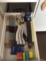 a drawer filled with colorful items in a room at Blackbird´s Nest in Wiesenbronn