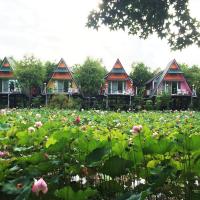 a group of cottages in a field of water lilies at Kitefarm in Dongshan