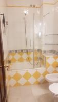 a bathroom with a shower and a toilet at Pensión San Benito Abad in Seville