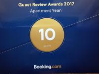 Certifikát, ocenenie alebo iný dokument vystavený v ubytovaní Apartment Yean