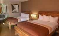 ein Hotelzimmer mit zwei Betten und einer Lampe in der Unterkunft Thunderbird Boutique Hotel in Las Vegas