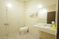 a bathroom with a toilet and a sink and a mirror at Sanyi Sakura Resort in Sanyi