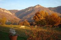 Ein allgemeiner Bergblick oder ein Berglick von des Ferienhauses aus