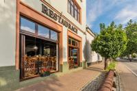a restaurant on the side of a street at Kyjovský pivovar - hotel, restaurace, pivní lázně in Kyjov