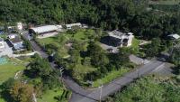 an aerial view of a building with a park at Seasons Inn in Jiaoxi