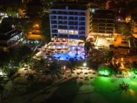 an overhead view of a pool at night at Boca Beach Residence hotel in Boca Chica