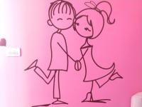 a drawing of a boy and a girl holding hands at Rihchun Homestay in Hengchun South Gate