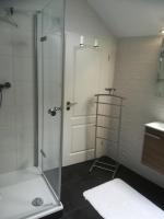 a bathroom with a shower and a glass door at Mosel Dream in Cochem