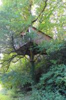 a tree house sitting in a tree at Les Ecolodges de l&#39;Orbière in Forcé