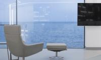 Televízia a/alebo spoločenská miestnosť v ubytovaní Infinity Sea View Apartment