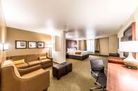グランドプレーリーにあるComfort Suites Grand Prairie - Arlington Northのベッドとリビングルームがあるホテルの部屋