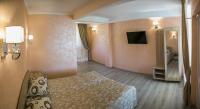 a hotel room with a bed and a television at Arizona Hotel in Uzhhorod