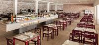 a restaurant with tables and chairs and a buffet at HL Rio Playa Blanca in Playa Blanca