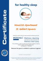 Certifikát, ocenenie alebo iný dokument vystavený v ubytovaní St. Gellért Square - Minilux Apartman