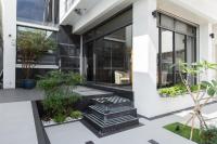 a modern house with black and white at Bookline B&amp;B in Hualien City