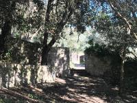 a stone wall with a tree and a bench at Résidence hôtelière A TRAMA in Bonifacio