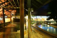 a view of a river at night at Rainbow Resort Hotel in Wenquan