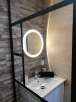 a bathroom with a sink and a mirror at Appartement Cosy proche Météo France et Airbus in Toulouse