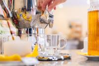 ザスニッツにあるHotel Mukranの人がミキサーで酒を作っている