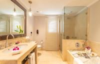 a bathroom with a sink and a shower at Taj Holiday Village Resort & Spa, Goa in Candolim