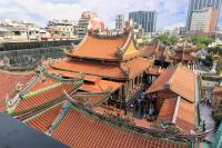 an overhead view of a building with orange roofs at Longshan Inn in Taipei