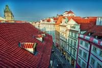 Nespecifikovaný výhled na destinaci Praha nebo výhled na město při pohledu z apartmánu