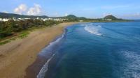 an aerial view of a beach and the ocean at Tz Shin Resort Hostel in Kenting