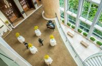 an overhead view of a wedding reception in a building at Four Seasons Hotel Hong Kong in Hong Kong