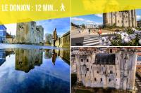 a collage of photos of a castle and a lake at Votre Escale - Le Globe Trotteur in Niort