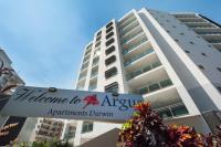 a building with a welcome to africa sign in front of it at Argus Apartments Darwin in Darwin