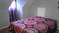 a bedroom with a bed with a colorful blanket at Foreword House in Albert