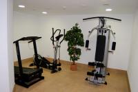 a gym with two exercise bikes and a plant at Landhotel Aschenbrenner in Freudenberg
