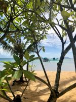 a view of the beach from behind some trees at Peppercorn Beach Resort in Phú Quốc
