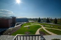 a view of a park with a building at Hotel Vitality in Vendryně