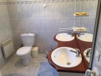 La salle de bains est pourvue de toilettes et de 2 lavabos. dans l&#39;établissement Mas de guffiage, à Bollène