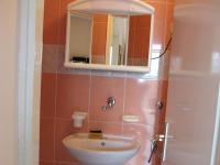 a bathroom with a sink and a mirror at Apartment Dusko - free parking in Gornji Karin