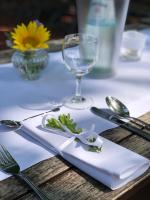 ヘルマンスブルクにあるLandhotel Gutshof im Oertzetal in Oldendorf, Südheideの白いナプキン