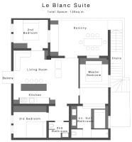 The floor plan of Le Blanc Suite