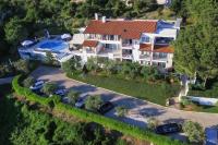 an aerial view of a house with a swimming pool at Hotel Villa Annette in Rabac