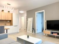 Televízia a/alebo spoločenská miestnosť v ubytovaní Elegant, bright spacious apartment in Bratislava center